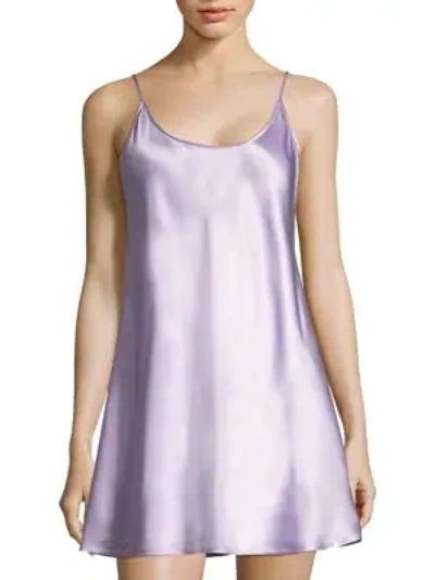 Shop La Perla Short Sleeveless Silk Chemise In Lilac