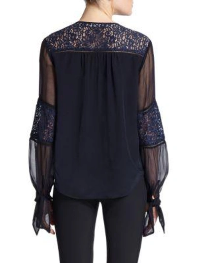 Shop Rebecca Taylor Women's Silk Lace-panel Top In Black