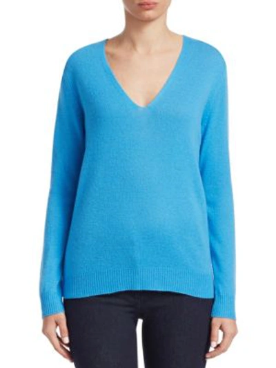 Shop Theory Adrianna Cashmere V-neck Sweater In Bermuda Blue