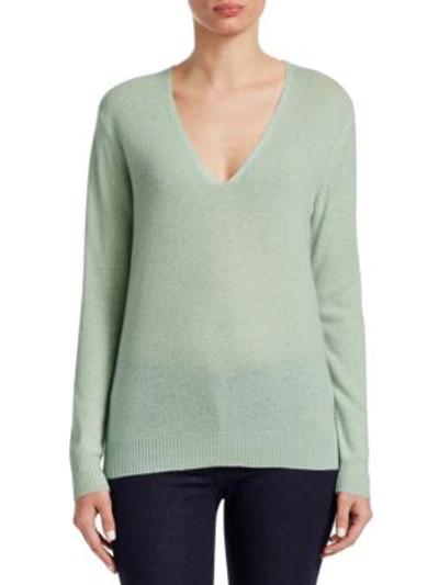 Shop Theory Adrianna Cashmere V-neck Sweater In Light Mint
