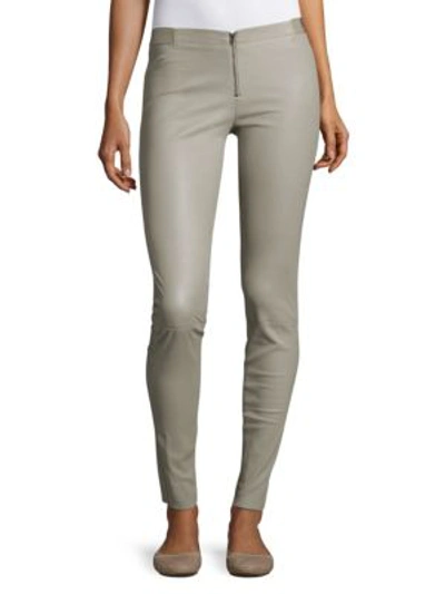 Shop Alice And Olivia Front-zip Leather Legging In Camel