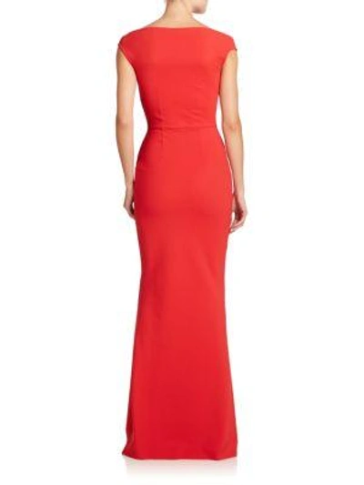 Shop Chiara Boni La Petite Robe Melania Off-the-shoulder Gown In Red