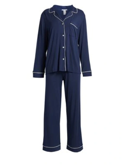 Shop Eberjey Gisele Long-sleeve Pajama Top And Pants In Navy Sorbet