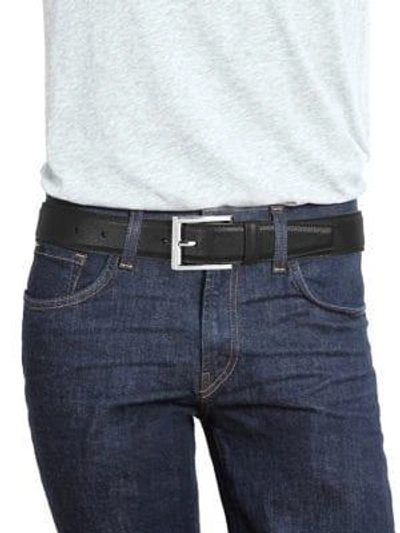 Shop Prada Men's Saffiano Belt In Blue