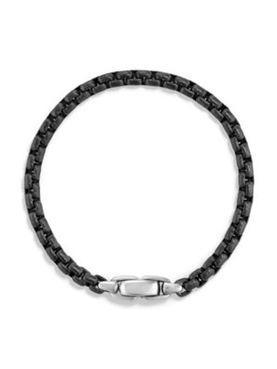 Shop David Yurman Men's Box Chain Bracelet In Dark Silver