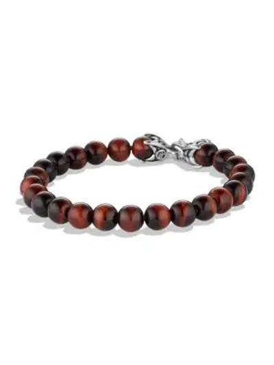 Shop David Yurman Men's Spiritual Beads Tiger's Eye Bracelet In Brown Multi