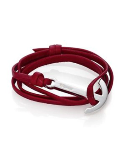 Shop Miansai Men's Modern Anchor Leather Wrap Bracelet In Burgundy