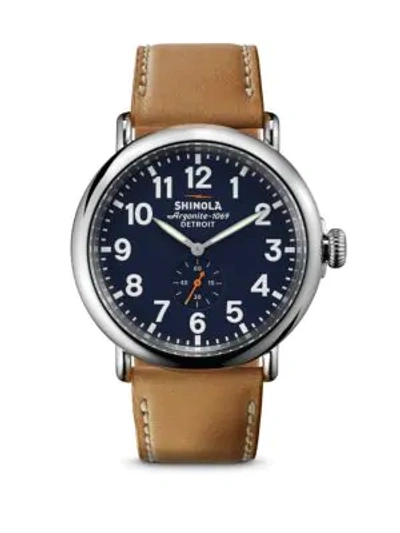 Shop Shinola Men's Runwell Stainless Steel Watch In Tan Blue