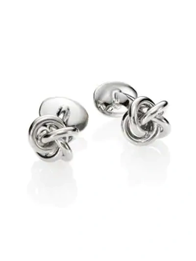 Shop David Donahue Knot Cufflinks In Silver