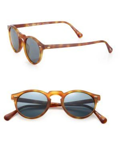 Shop Oliver Peoples Gregory Peck 47mm Round Sunglasses In Brown Grey