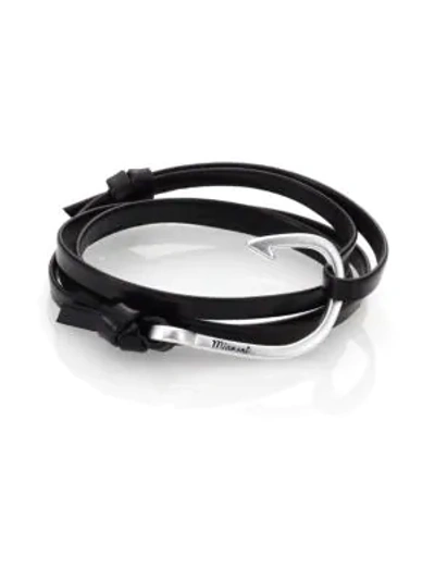 Shop Miansai Men's Hook Leather Wrap Bracelet In Black
