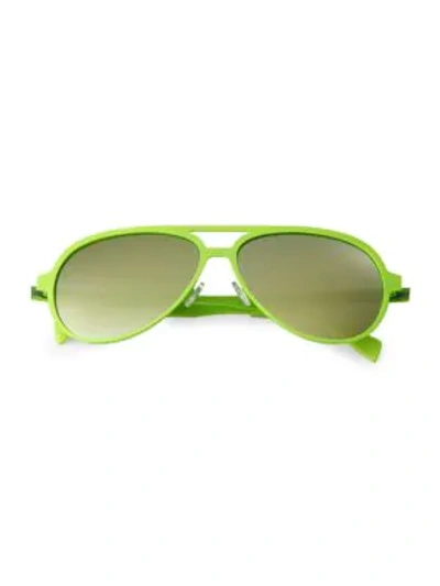 Shop Italia Independent Metal Aviators In Yellow Lime