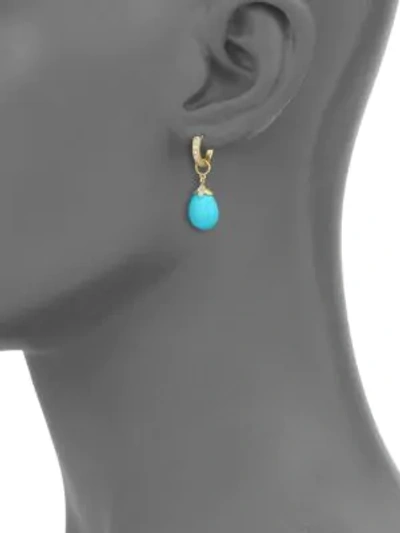 Shop Jude Frances Lisse Turquoise, Diamond & 18k Yellow Gold Pear Briolette Earring Charms In Gold Turquoise