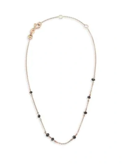 Shop Kismet By Milka Black Diamond & 14k Rose Gold Anklet In Rose Gold Black