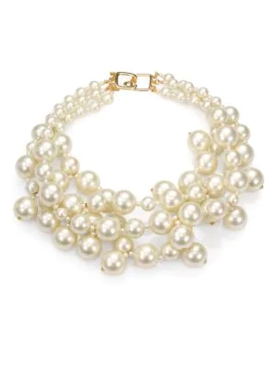 Shop Kenneth Jay Lane Faux Pearl Multi-strand Necklace In Ivory