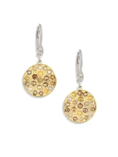 Shop Meira T White Diamond, Rough Diamond, 14k Yellow Gold & 14k White Gold Drop Earrings In Gold Multi