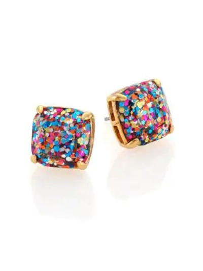 Shop Kate Spade Women's Small Square Glitter Stud Earrings In Gold Multi