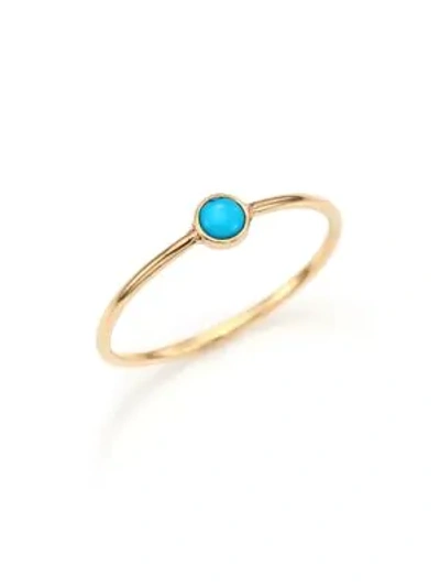 Shop Zoë Chicco Women's Turquoise & 14k Yellow Gold Ring In Gold Turquoise