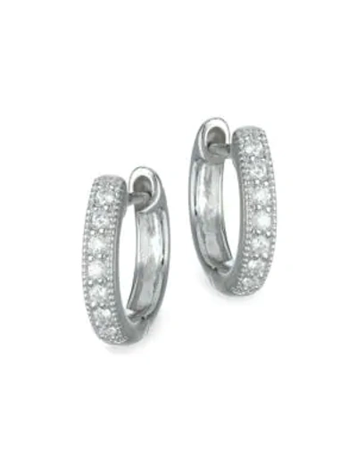 Shop Jude Frances Classic Diamond & 18k White Gold Huggie Hoop Earrings/0.5"