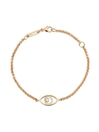Shop Chopard Women's Happy Diamonds Evil Eye Diamond & 18k Rose Gold Chain Bracelet