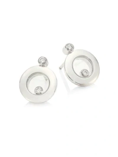 Shop Chopard Happy Diamonds & 18k White Gold Round Stud Earrings
