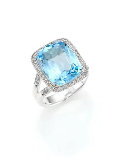 Shop John Hardy Classic Chain Diamond, Blue Topaz & Sterling Silver Ring In Silver Blue Topaz