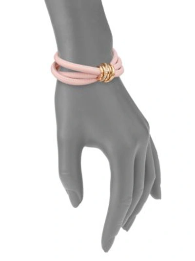 Shop De Grisogono Allegra Diamond, 18k Rose Gold & Leather Wrap Bracelet/rosa In Rose Gold Rosa