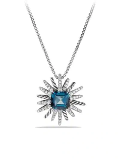 Shop David Yurman Starburst Necklace With Diamonds In Silver, 23mm In Prasiolite