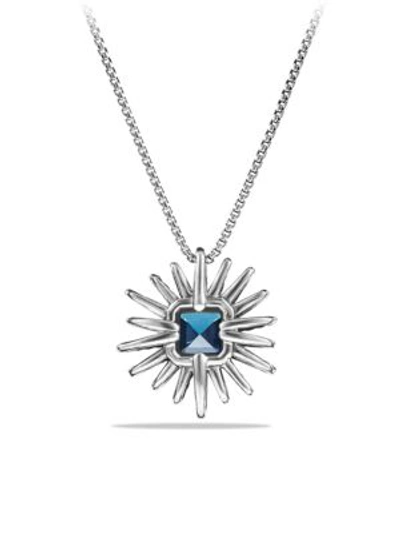 Shop David Yurman Starburst Necklace With Diamonds In Silver, 23mm In Prasiolite