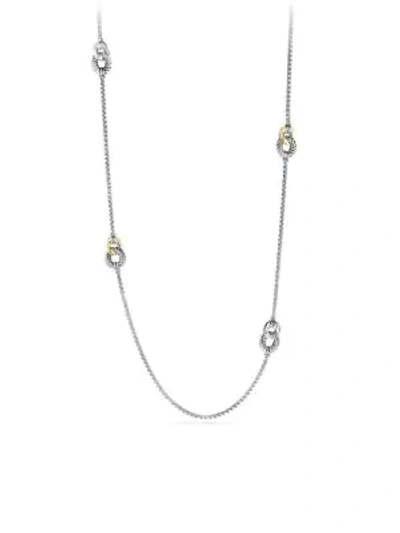 Shop David Yurman Belmont Curb Link Four Station Necklace With Gold In Silver Gold