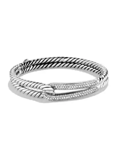 Shop David Yurman Labyrinth Single-loop Bracelet With Diamonds