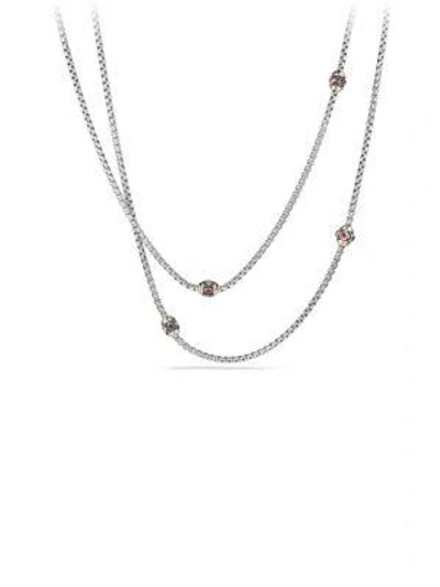 Shop David Yurman Renaissance Necklace With Pink Tourmaline, Rhodalite Garnet And 18k Gold In Silver Gold