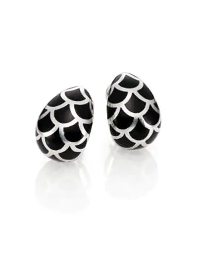 Shop John Hardy Naga Enamel & Sterling Silver Buddha Belly Earrings In Silver Black