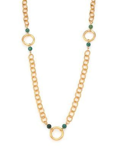 Shop Stephanie Kantis Infinity Green Moss Agate Beaded Station Necklace In Gold Green