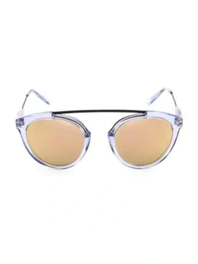Shop Westward Leaning Flower 14 51mm Mirrored Aviator Sunglasses In Blue Ice Rose Gold