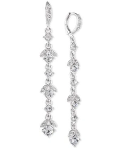 Shop Givenchy Crystal Linear Drop Earrings In Silver