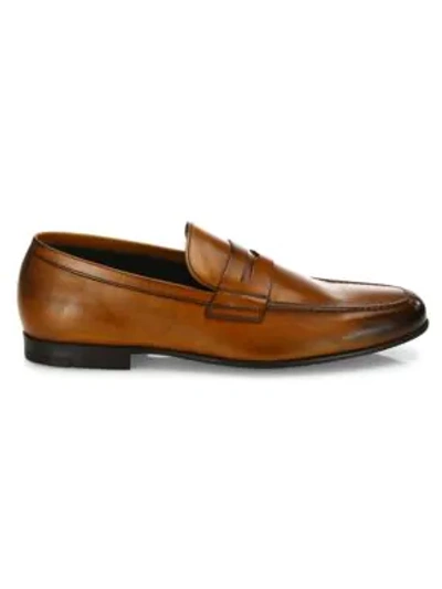 Shop To Boot New York Alek   Leather Penny Loafers In Lavagna