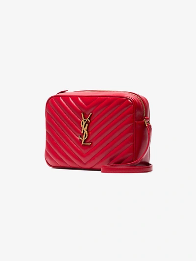 Shop Saint Laurent Red Lou Quilted Leather Cross-body Bag