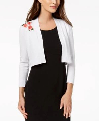 Shop Calvin Klein Embroidered Shrug In White