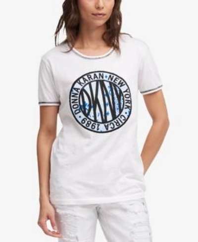 Shop Dkny Graphic-print T-shirt In White