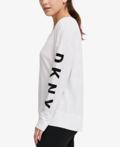 Shop Dkny Sport Logo Long-sleeve T-shirt In White/black
