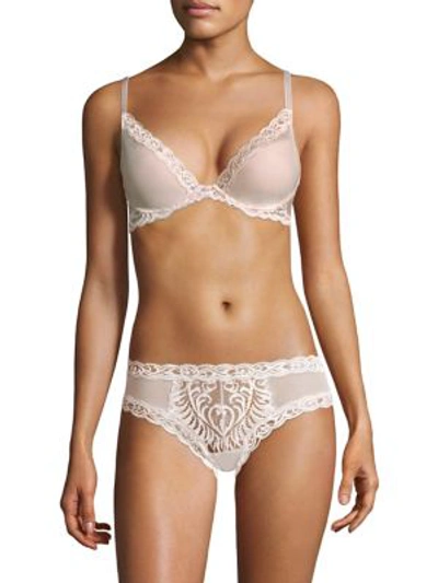 Shop Natori Foundations Feather Lace Contour Bra In Cocoon Warm White