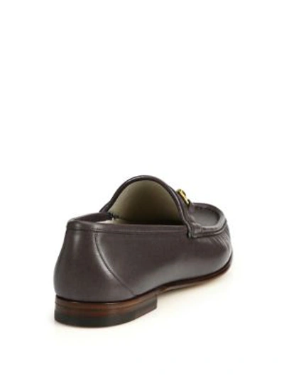 Shop Gucci Leather Horsebit Loafers In Dark Brown