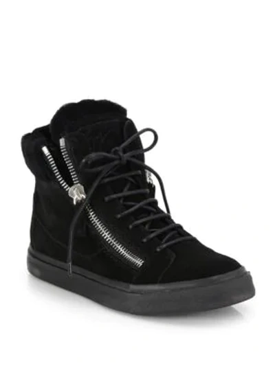 Shop Giuseppe Zanotti Suede High-top Platform Sneakers In Black