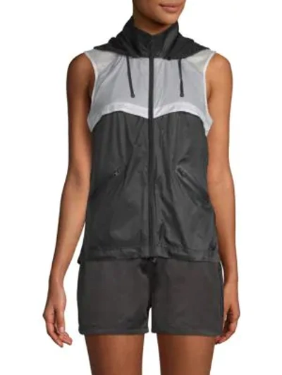 Shop Blanc Noir Moonlight Hooded Nylon Vest In Black