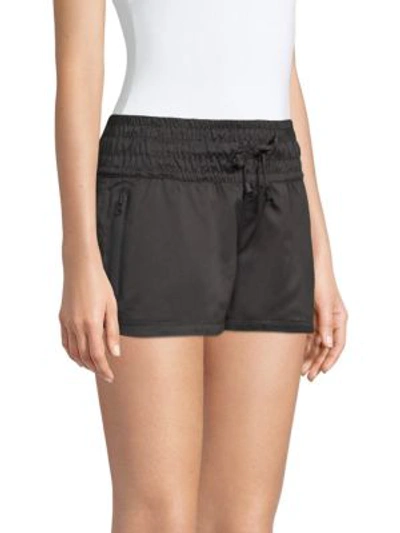 Shop Blanc Noir Midrise Glider Shorts In Black