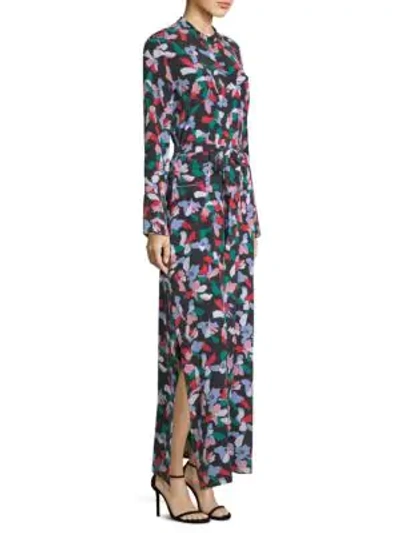 Shop Equipment Britten Floral-print Dress In True Black Multi