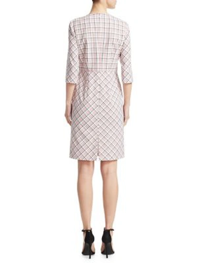 Shop Piazza Sempione Check-print Sheath Dress In White Red Black