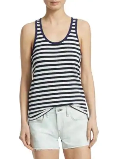 Shop Rag & Bone Kat Split Back Tank In White Navy