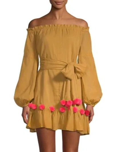 Shop Sundress Charlotte Off-the-shoulder Dress In Dark Sand